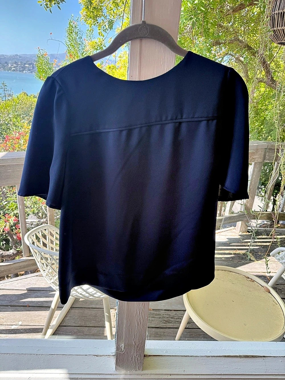 J.Crew 365 Crepe Short Sleeve Blouse Blue Size 4